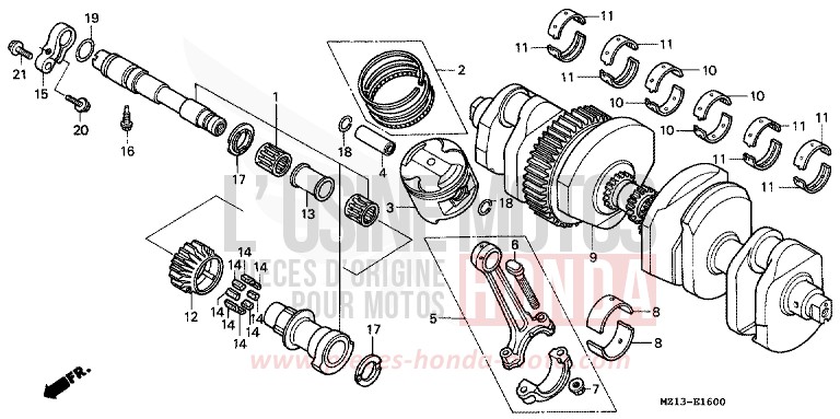 KURBELWELLE/KOLBEN von CB1300 Super Bold'or ABS PEARL FADELESS WHITE (NH341K) von 1993